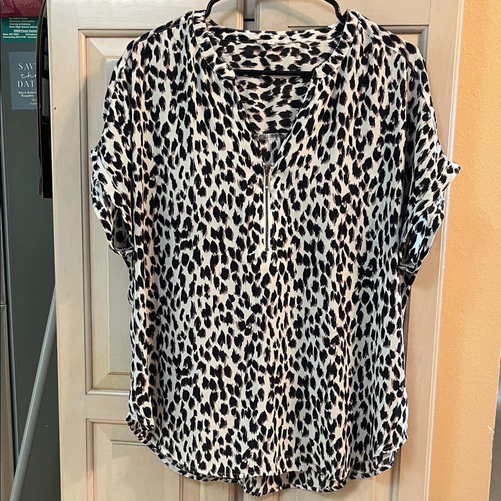 Maurices Black and White Animal Print Blouse